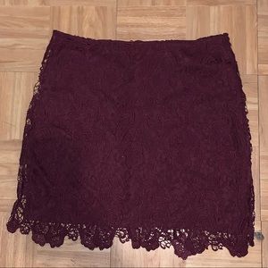 H&M Burgandy Lace Skirt